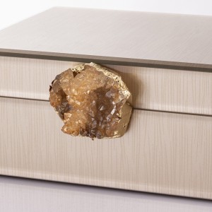 Dėžutė papuošalams stiklinė ruda su agatu 8x19x17 cm 169330