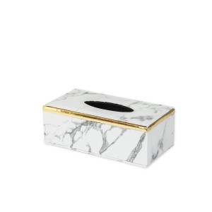 Dėžutė servetėlėms odos imitacija balta 24x12x8.5 cm