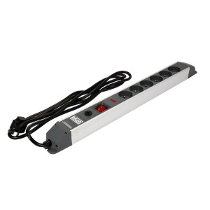 Ilgintuvas elektros 3 m 6 lizdų aliuminis,  juodas 72373 STHOR