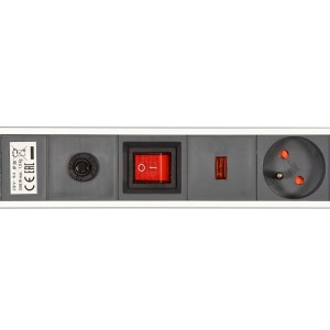 Ilgintuvas elektros 3 m 6 lizdų aliuminis,  juodas 72373 STHOR
