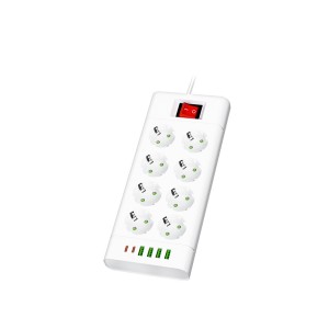 Ilgintuvas elektros 2 m 8 lizdų su jungtuku, įžeminimu, USB ir C jungtimis Argon