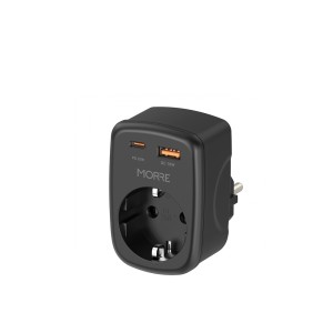 Paskirstytojas srovės viengubas su 2 USB jungtimis MORRE M409