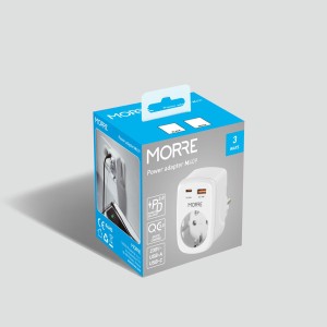 Paskirstytojas srovės viengubas su 2 USB jungtimis MORRE M409