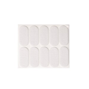 Padukai baldams iš veltinio 20*45 mm 10 vnt. ovalūs balti 74846