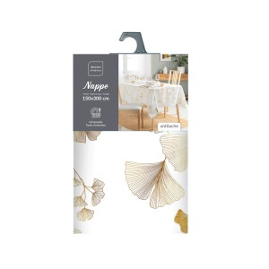 Staltiesė 150x300 cm poliesteris balta su aukso sp. BLOOMY douceur d'intérieur