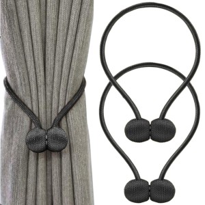 Užuolaidų laikiklis magnetinis 2 vnt. 45x3 cm juodas 01848_CZ