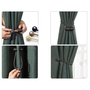 Užuolaidų laikiklis magnetinis 2 vnt. 45x3 cm juodas 01848_CZ