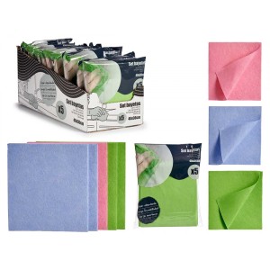 Šluostės 5 vnt 40x36 cm (rožinė, violetinė, žalia)  110 g/m2 87162