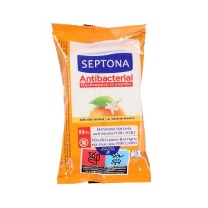 Servetėlės drėgnos rankoms antibakterinės apelsinų kvapo SEPTONA 252549