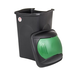 Šiukšliadėžė rūšiavimui 60 l juoda/žalia 39x39x68 cm MULTIPAT 70206 Stefanplast