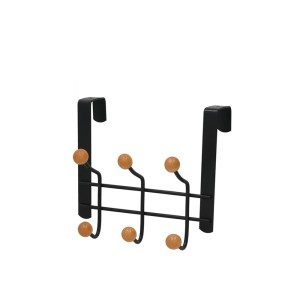 Kabykla 6 kabliai, kabinama ant durų juoda 20.5x20x8 cm metalinė 8445393541921