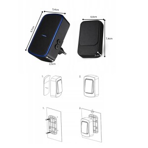Skambutis durų bevielis LED 130 m 9.7x5.4x2.5 cm juodas 27793_CZ