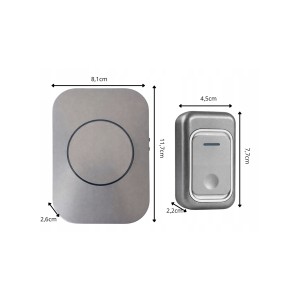 Skambutis durų bevielis LED 300 m 8.1x11.7x2.6 cm pilkas 27798