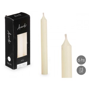 Žvakės 6 vnt D2xH15 cm kreminės spalvos Acorde 92415