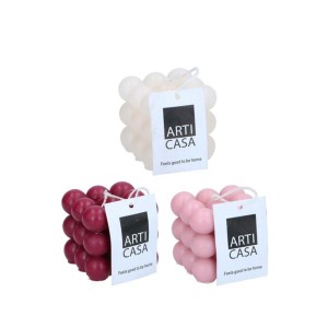 Žvakė violetinė Burbuliukai 6x6x5,5cm ARTICASA 871125224108