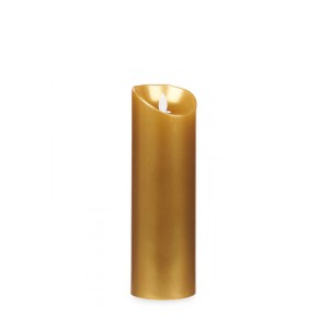 Žvakė LED D8xH25 cm aukso spalvos (veikia su 3xAAA baterijomis) Giftdecor 65420
