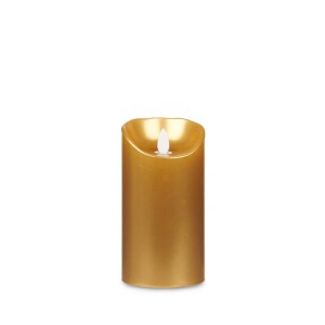 Žvakė LED D8xH15 cm aukso spalvos (veikia su 3xAAA baterijomis) Giftdecor 65424