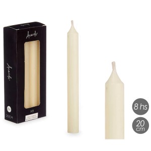 Žvakės 8 vnt D2xH20 cm kreminės spalvos Acorde 92410