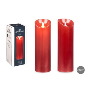 Žvakė LED D8xH25 cm raudonos sp. (veikia su 3xAAA baterijomis) Giftdecor 65419