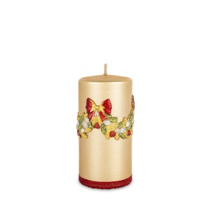 Žvakė su kalėdine aplikacija auksinės sp. 14x7x7 cm 182571 KLD