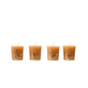 Žvakės 4 vnt 4x4,5 cm aukso spalva, parafinas Atmosphera 129847BR KLD