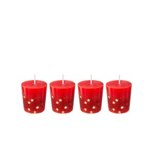 Žvakės 4 vnt 4x4,5 cm raudona spalva, parafinas Atmosphera 129847RG KLD