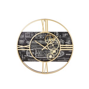 Laikrodis sieninis juodos/auksinės sp. metalinis 60x60x5 cm 147325