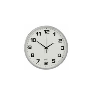 Laikrodis sieninis 25 cm plastikas sidabrinis/juodas 27068