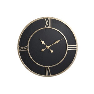 Laikrodis sieninis juodas, aukso spalvos detalės D60 cm PTMD 105798