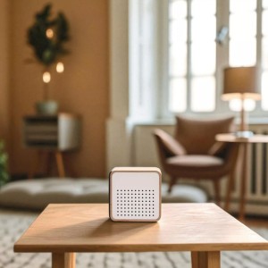 Laikrodis žadintuvas su Bluetooth medinis baltas 8x6x8 cm 9626W Interval Widdop