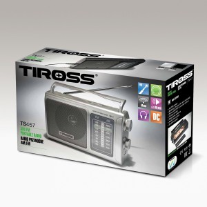 Radijo imtuvas AM/FM AC/DC arba 3xUM1 baterijos TIROSS TS457