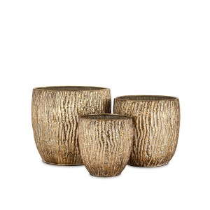 Vazonai metaliniai aukso spl 34,5x36x36, 31x30x30, 24,5x22x22 cm 177427