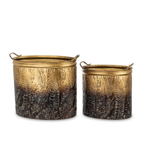 Vazonai metaliniai aukso/rudos spl. 2 vnt.  49,5x47,5x29,5 (37x36,5x27) cm 16826