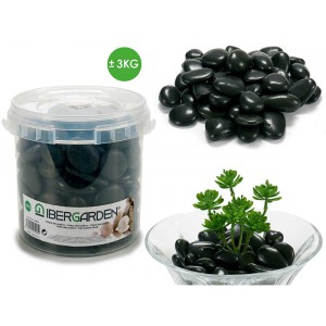Akmenys dekoravimui 3 kg vidutinio dydžio (juodos spalvos) Ibergarden 56256