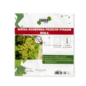 Tinklas apsaugai nuo paukščių baltas  5x10 m su 10 kaiščių LAR6136