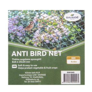 Tinklas augalams apsaugoti nuo paukščių žalias 30g/m2 8x8 m 25x25 mm Gardenita