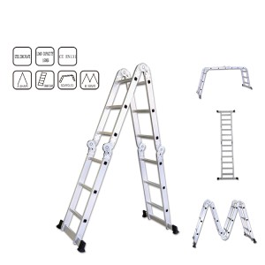 Kopėčios aliumininės daugiafunkcinės 4x3 laipteliai 3,7 m 150 kg 1215902 Crownma