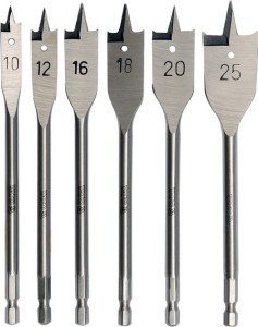 FLAT WOOD DRILL BIT SET 6 PCS 10-25MM