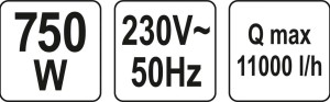 Siurblys vandeniui ner. plieno su plūde  750 W YT-85341 YATO