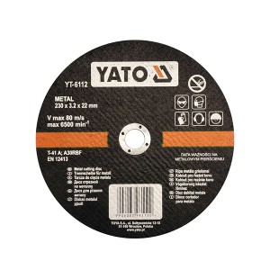 Diskas metalo ir nerūdijančio plieno pjovimo 230*3.2*22 mm YT-6112 YATO