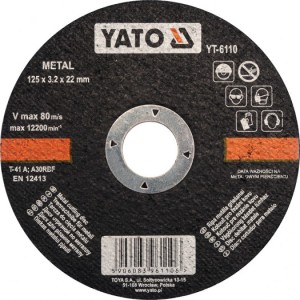 Diskas metalo ir nerūdijančio plieno pjovimo 125*3.2*22 mm YT-6110 YATO lstb