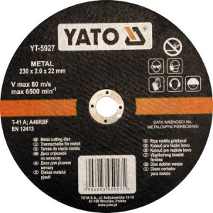 Diskas metalo pjovimo 230*2.0*22 mm YT-5927 YATO (5/25)