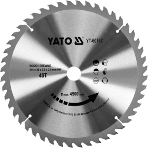 Diskas medžio pjovimo 315*48T*30 mm YT-60792 YATO