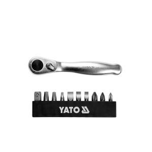 Antgalių rinkinys su terkšle 1/4" 11 vnt. YT-14390 YATO