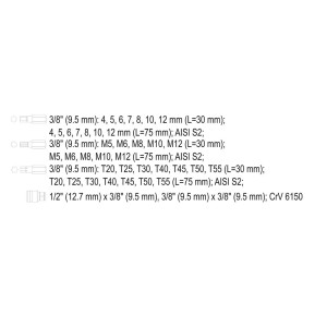 Antgaliai atsuktuvui TORX, HEX, SPLINE 40 vnt. CR-V metal .dėžutė YT-0400 YATO