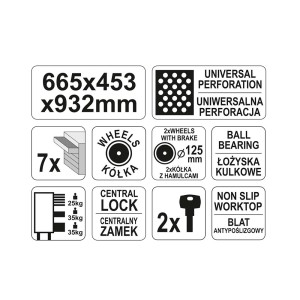 Spintelė įrankiams su ratukais 665x453x932 mm 7 stalčiai YT-09000 YATO