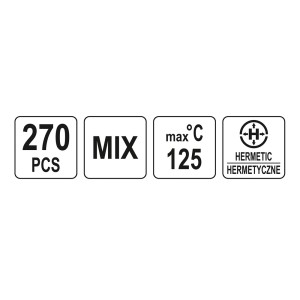 Izoliacinių kevalų vamzdžiams rinkinys 270 vnt. juodi/raudoni YT-068671 YATO