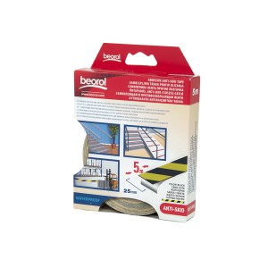 Juostelė lipni neslystanti įspėjamoji geltona-juoda 25 mm x 5 m GT5YB Beorol