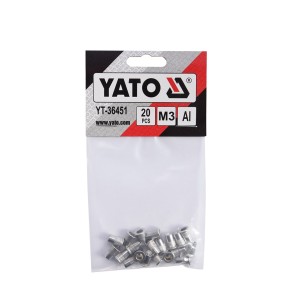 Kniedės aliumininės srieginės M3 20 vnt. YT-36451 YATO