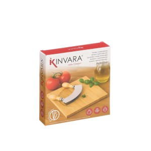 Žolelių kapoklė su dvigubais ašmenimis ir pjaustymo lentele 20x20 cm Kinvara